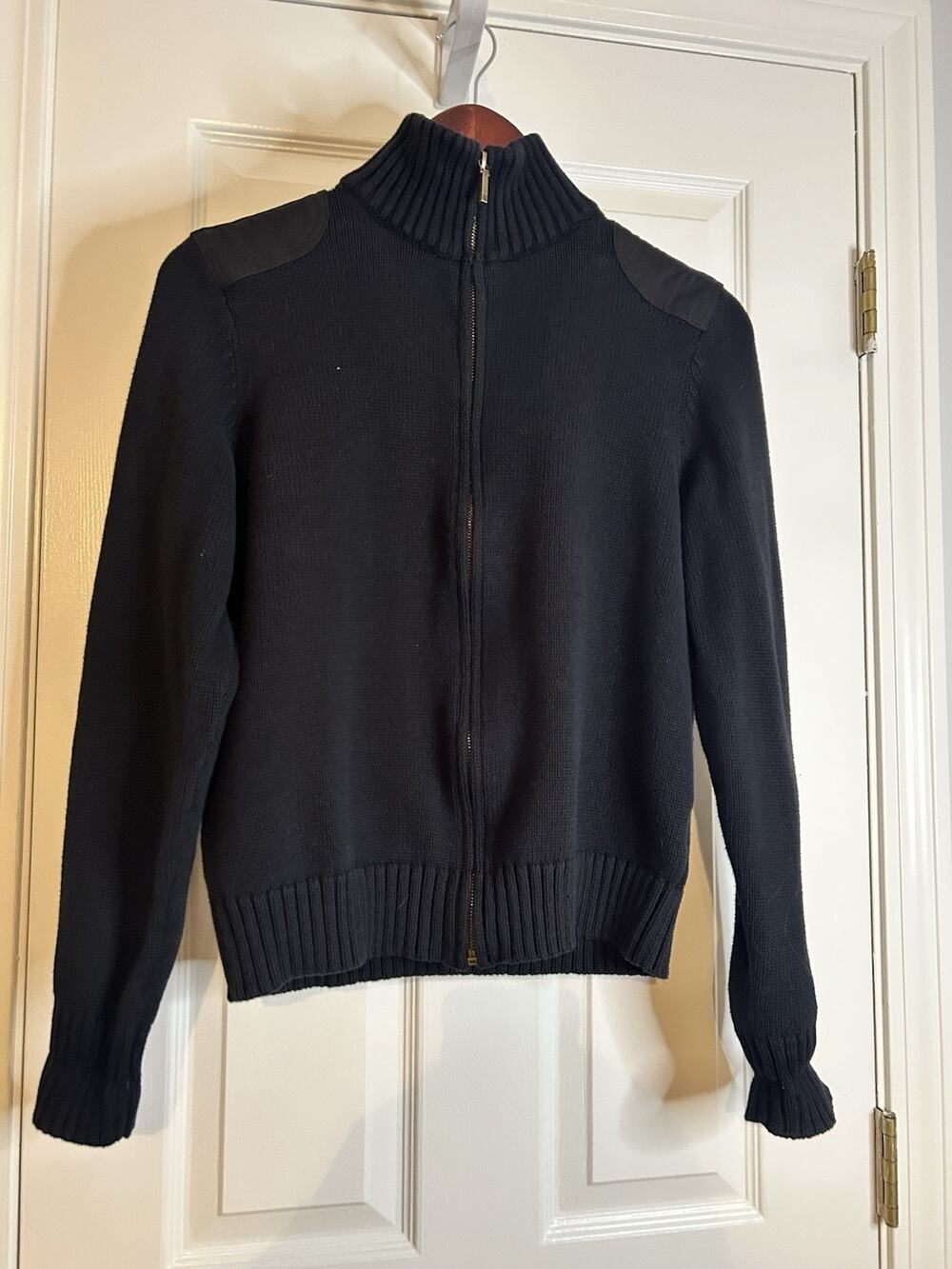 Polo Ralph Lauren Full Zip Up Cardigan Sweater Women's Size L Black 100% Cotton
